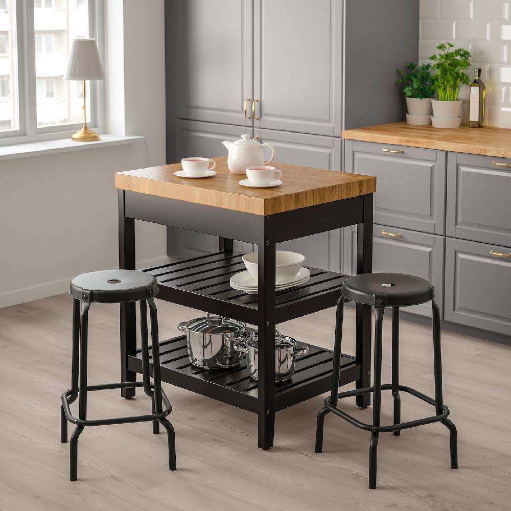 IKEA VADHOLMA Isola Per Cucina Nero/rovere 79x63x90 Cm
