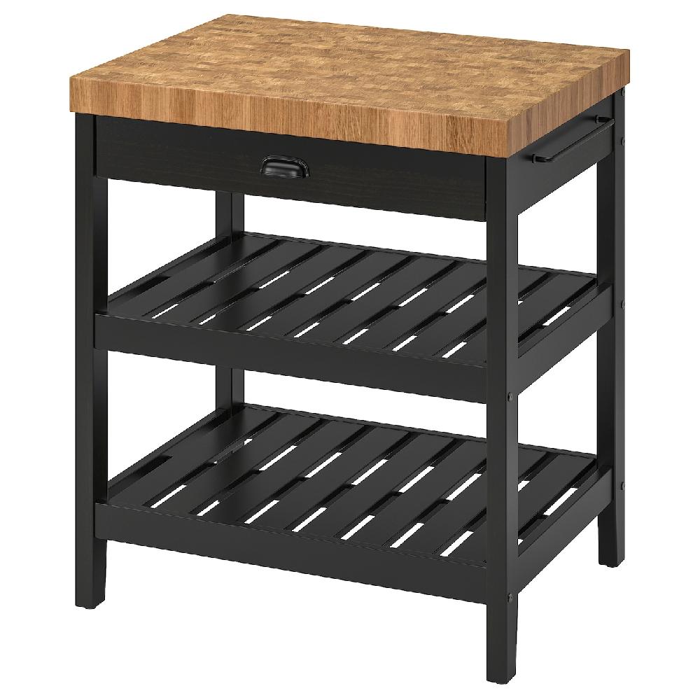 IKEA VADHOLMA Isola per cucina nero/rovere 79x63x90 cm