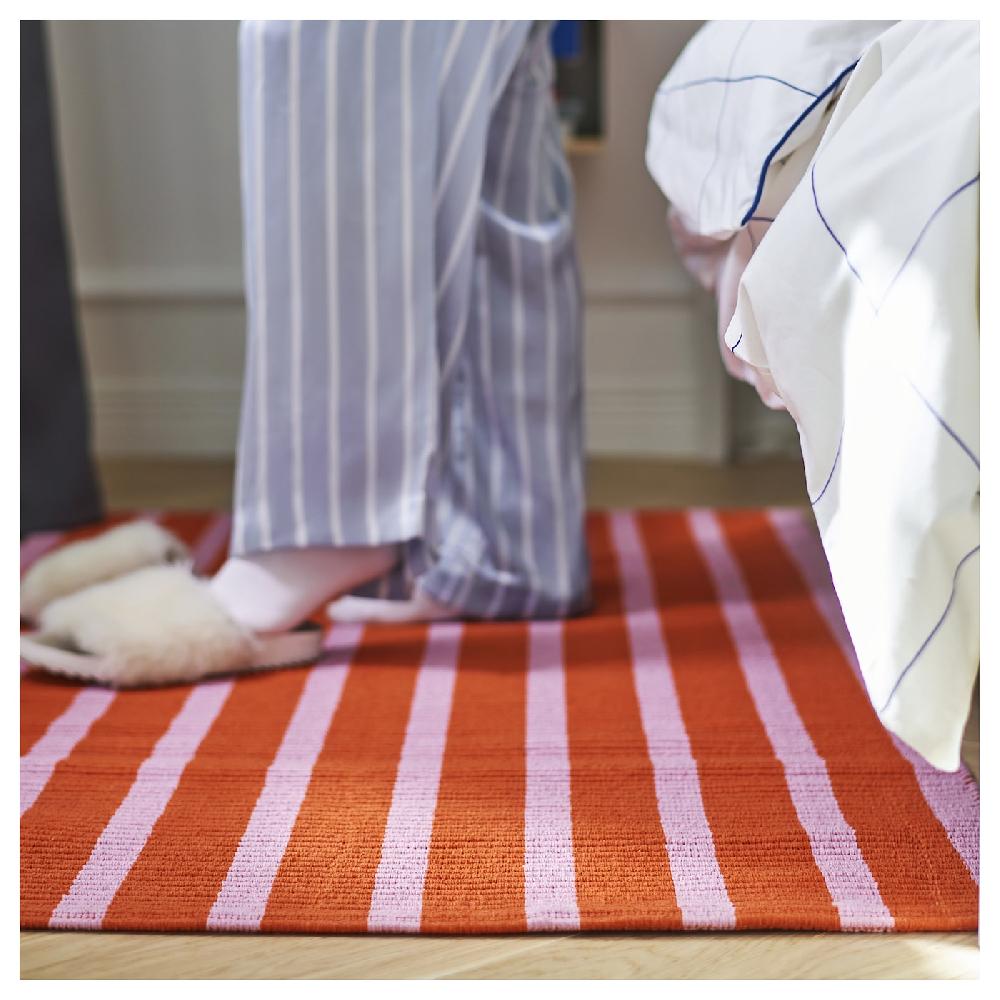 IKEA VÄGSKYLT Tappeto Tessitura Piatta Rosa/arancione 80x150 Cm