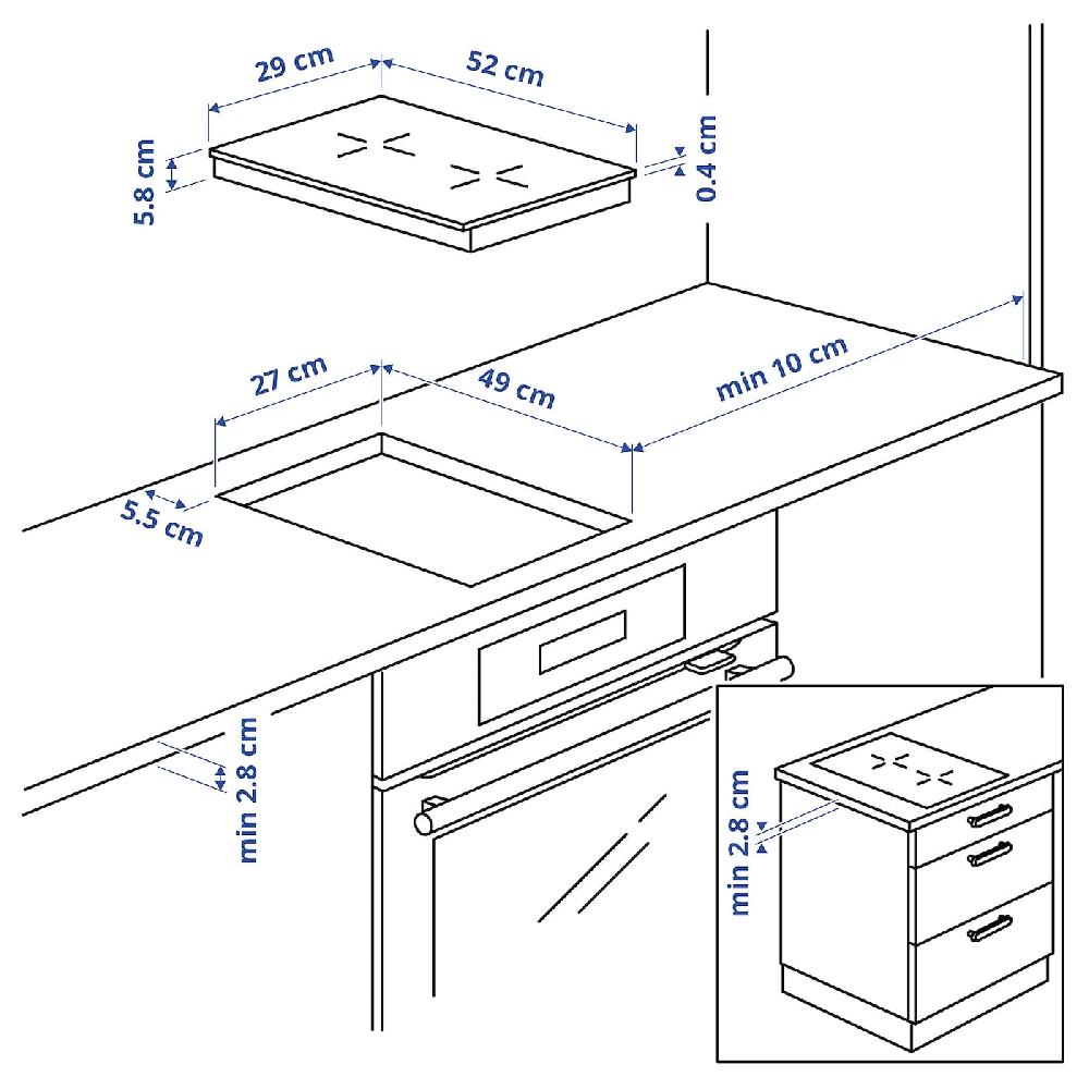IKEA VÄLBILDAD Piano Cottura A Induzione IKEA 300 Nero 29 Cm