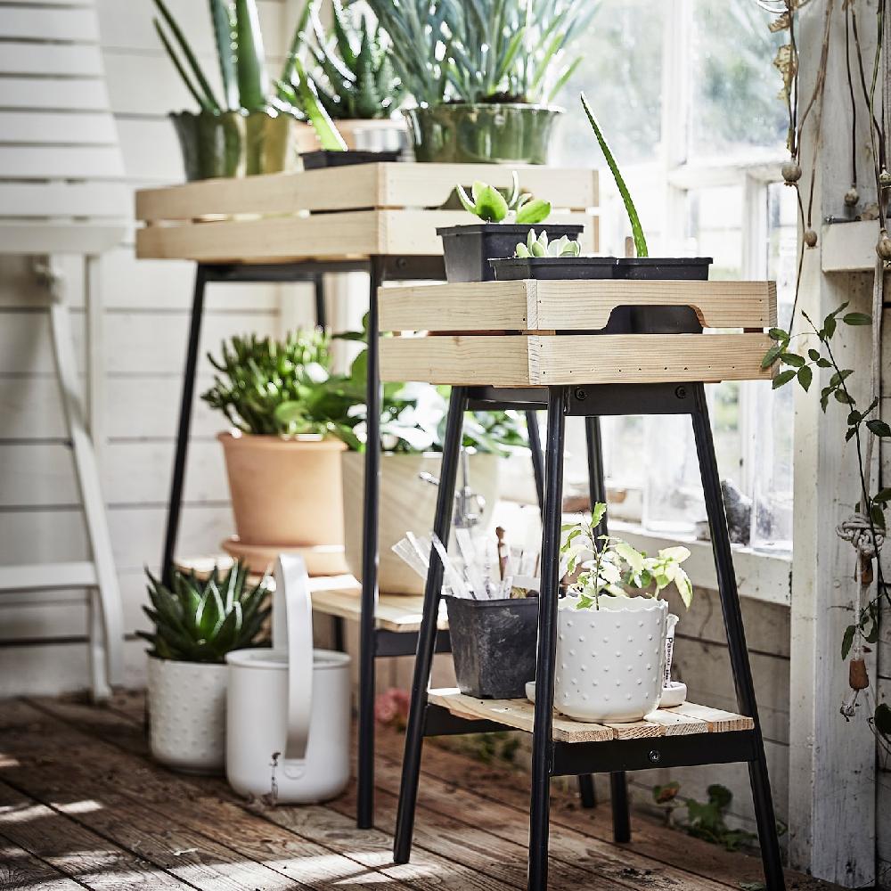 IKEA VANILJSTÅNG Piedistallo Per Piante Pino/nero 67 Cm