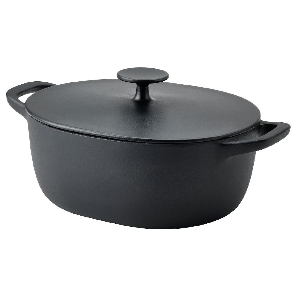 IKEA VARDAGEN Casseruola con coperchio ghisa smaltata opaco/nero 5 l