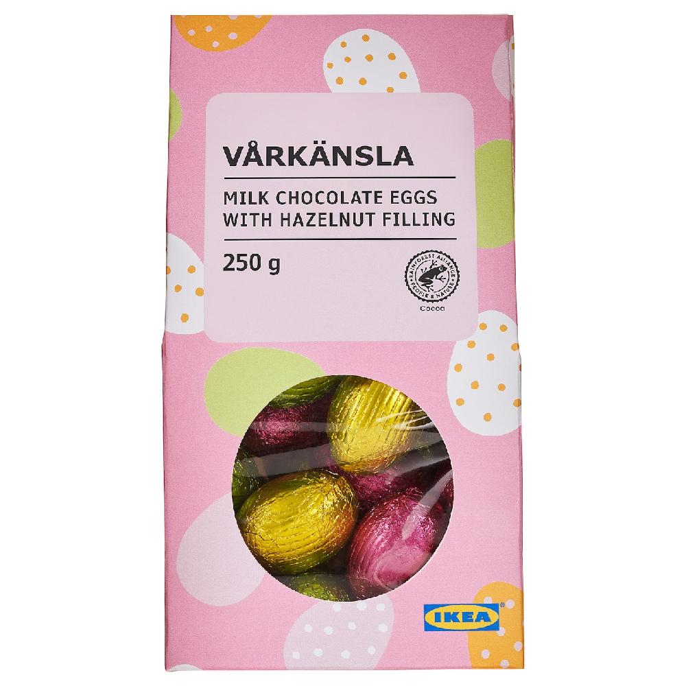 IKEA VÅRKÄNSLA Uova di cioccolato al latte con ripieno alla nocciola Certificato Rainforest Alliance 250 g