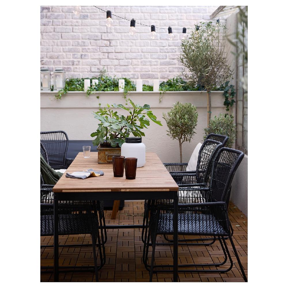 IKEA VÄSMAN Tavolo Allungabile Da Giardino Mordente Marrone Chiaro 135/190x74 Cm