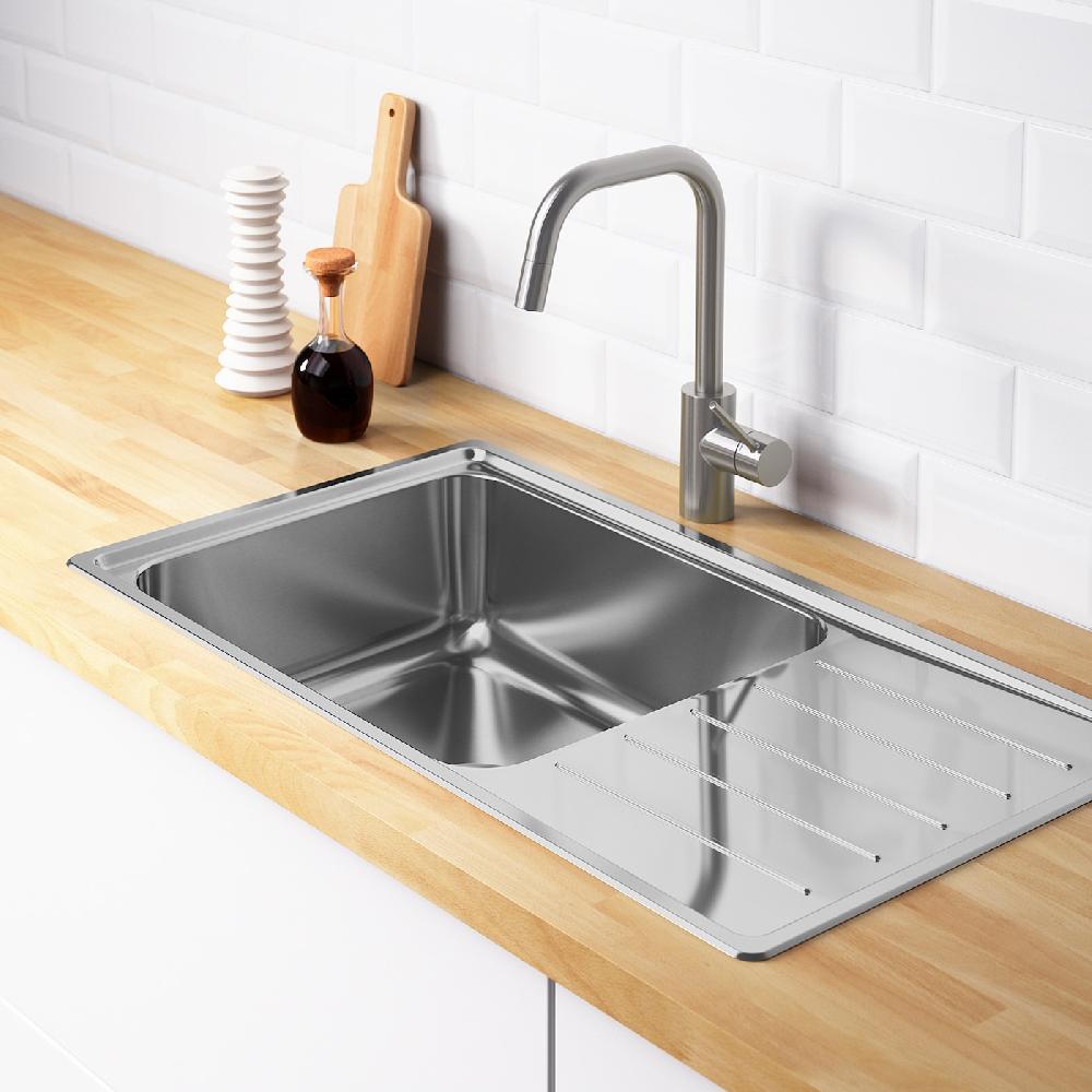 IKEA VATTUDALEN Lavello Incasso 1 Vasca/sgocciolat Inox 86x47 Cm