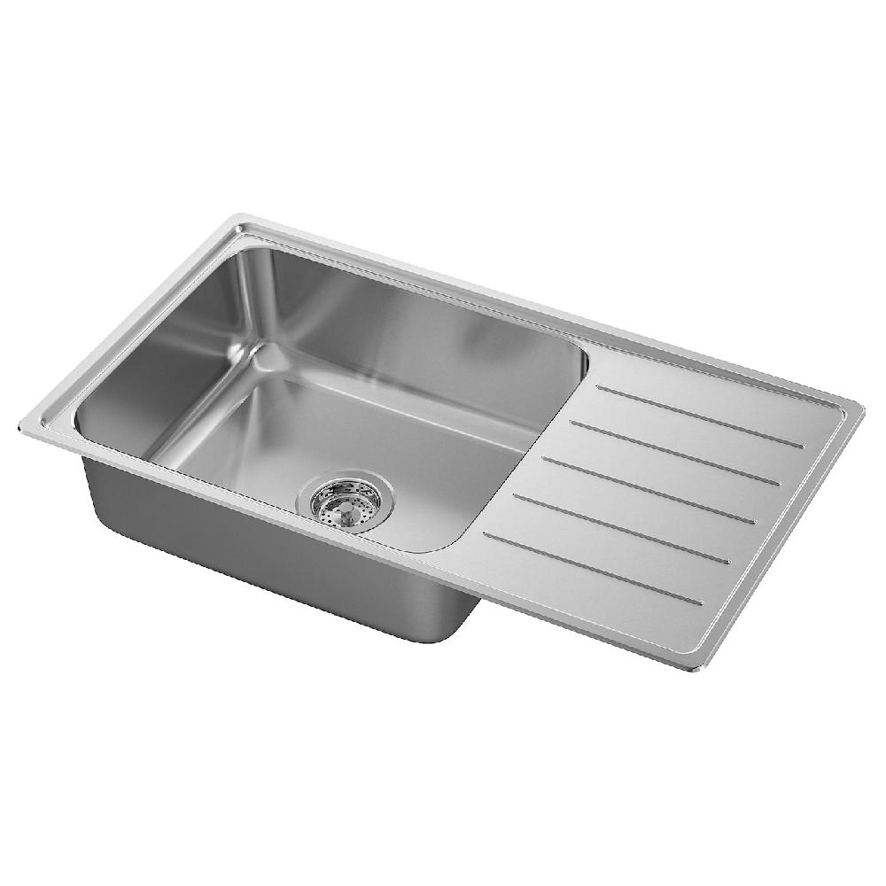 IKEA VATTUDALEN Lavello incasso 1 vasca/sgocciolat inox 86x47 cm