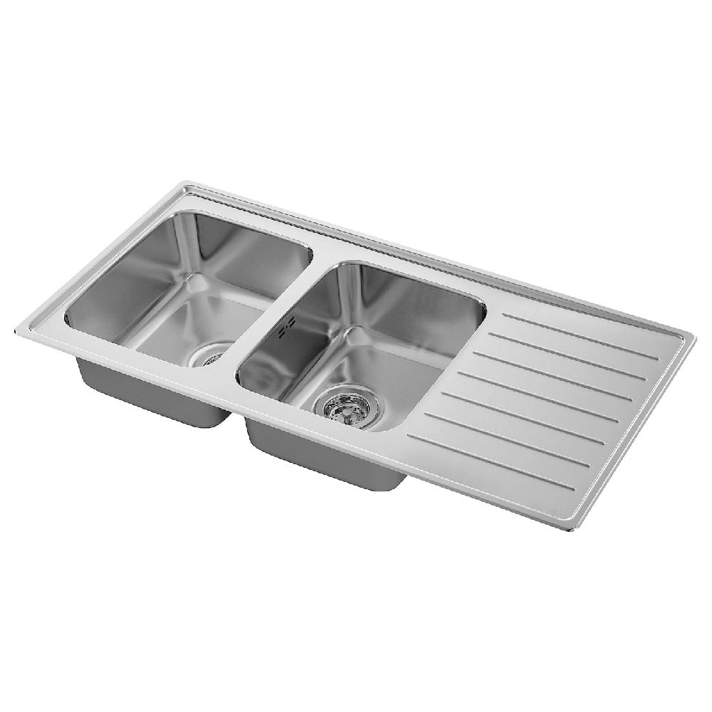 IKEA VATTUDALEN Lavello incasso 2vasche/sgocciolat. inox 110x53 cm