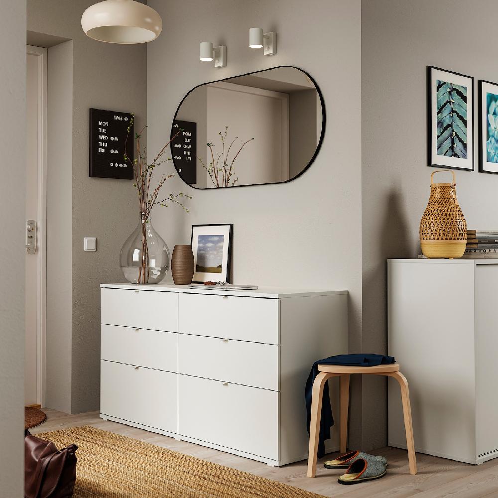 IKEA VIHALS Cassettiera Con 6 Cassetti Bianco/funzione Di Ancoraggio/sbloccaggio 140x47x75 Cm