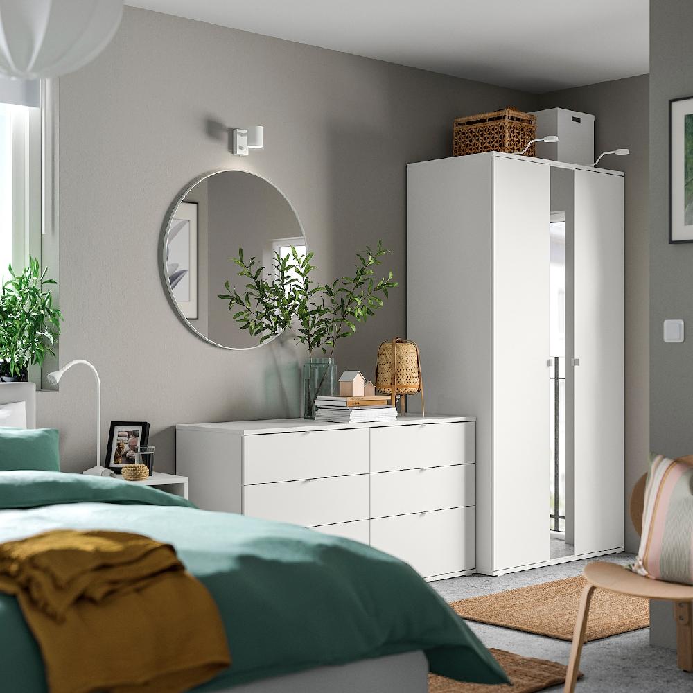 IKEA VIHALS Combinazione Di Guardaroba Bianco/vetro A Specchio 245x57x200 Cm