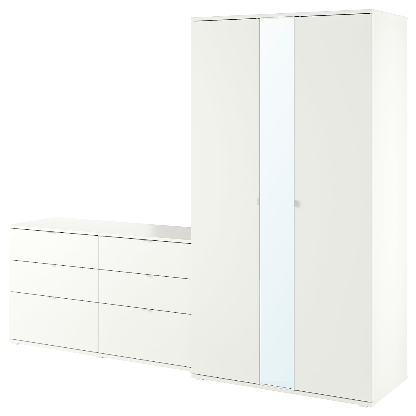 IKEA VIHALS Combinazione di guardaroba bianco/vetro a specchio 245x57x200 cm