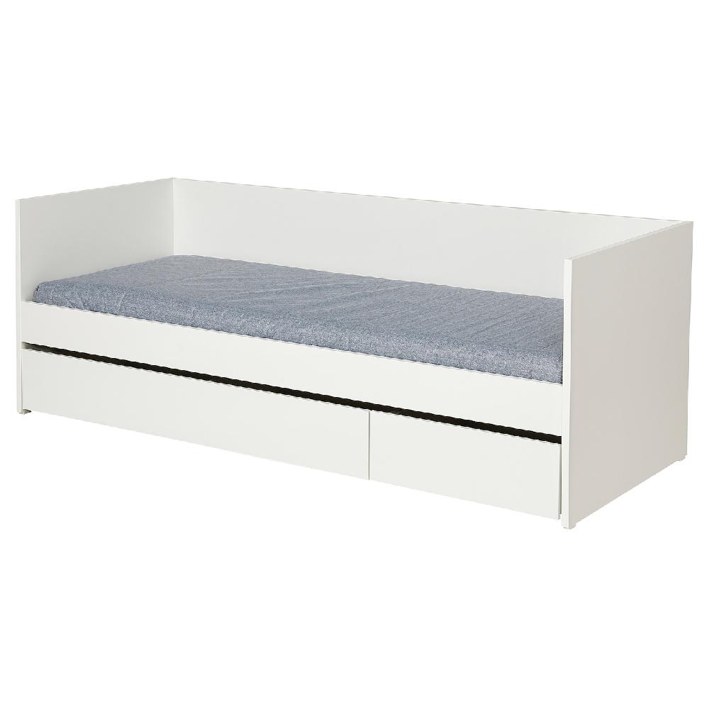 IKEA VIHALS Letto divano/contenitore/1materasso bianco/Ågotnes rigido 80x200 cm
