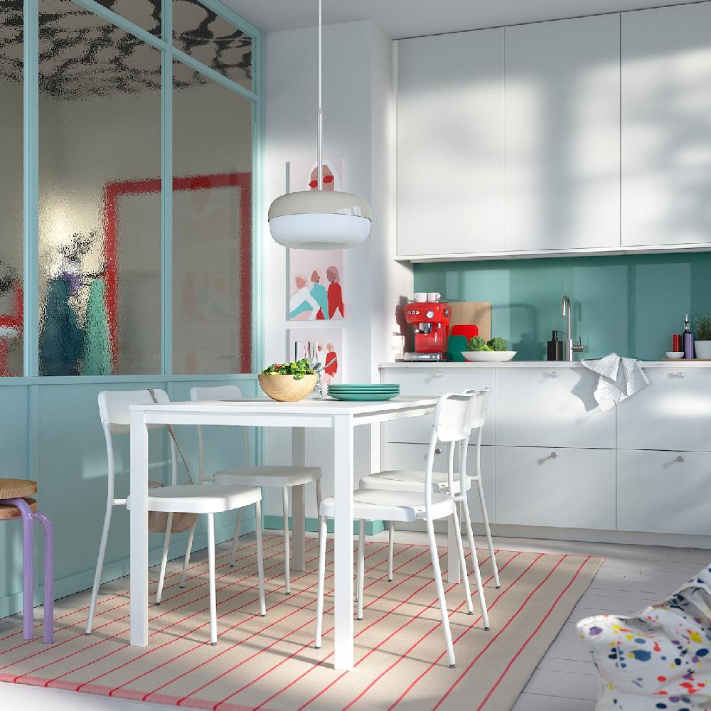 IKEA VIHALS / VIHALS Tavolo E 4 Sedie Bianco Bianco/bianco 125x74 Cm