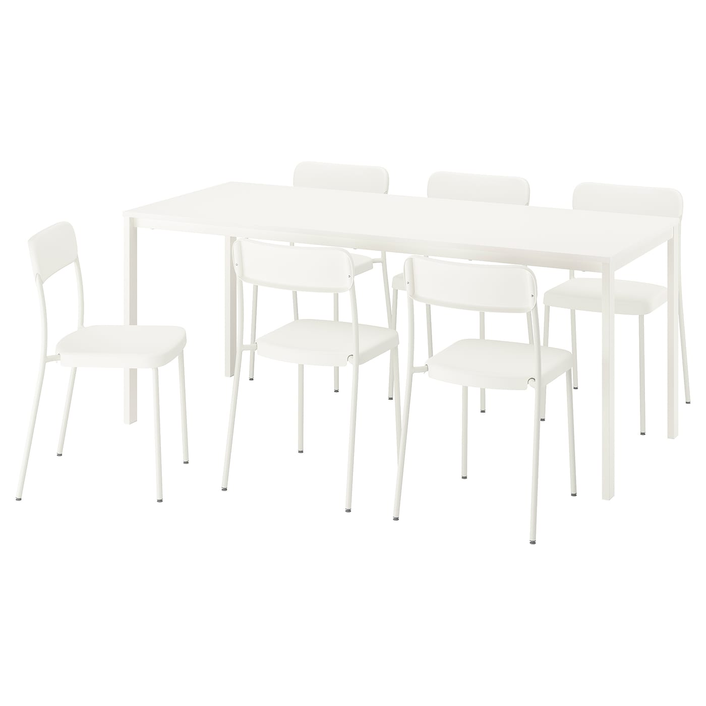 IKEA VIHALS / VIHALS Tavolo e 6 sedie bianco bianco/bianco 180x74 cm