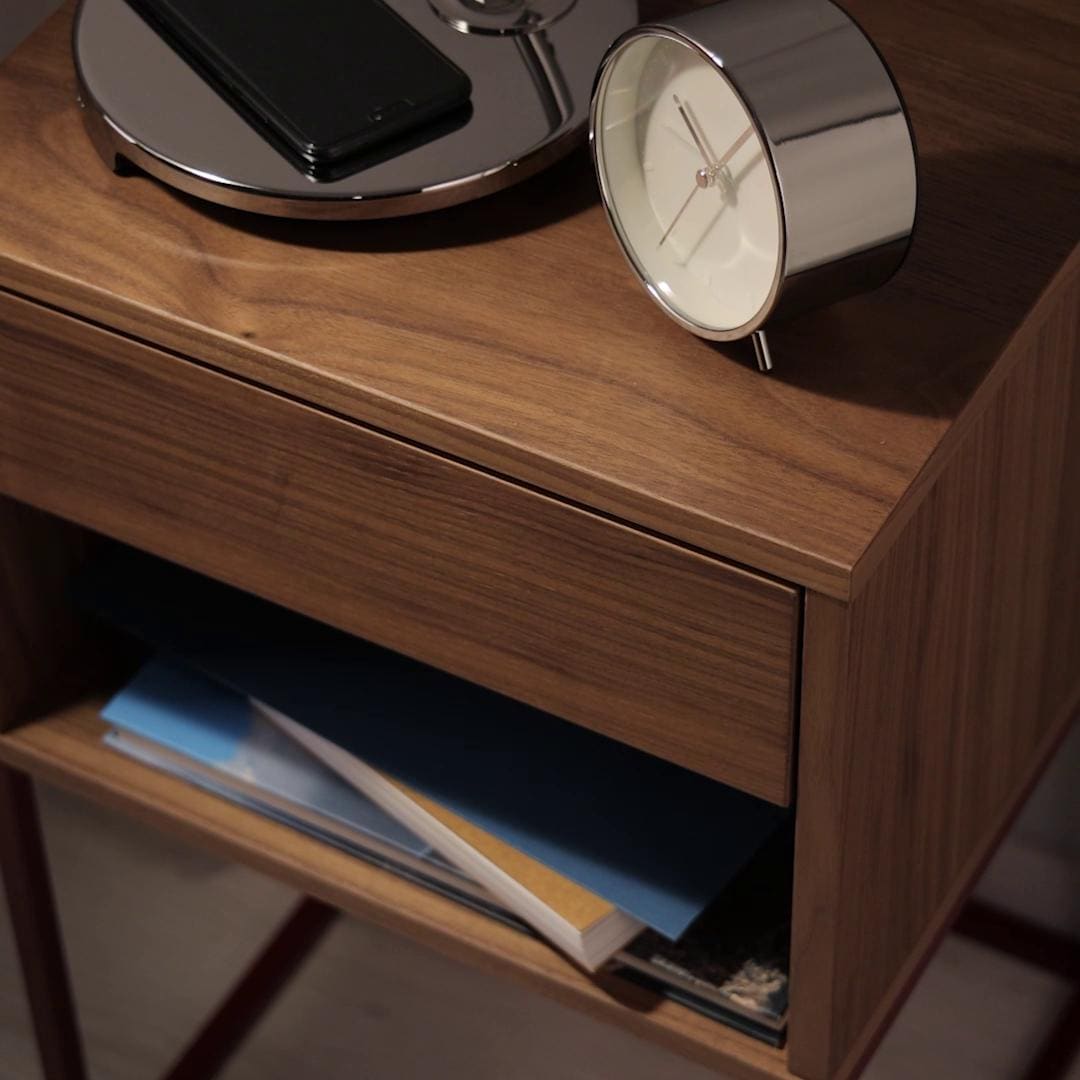 IKEA VIKHAMMER Comodino Impiallacciatura Di Noce 40x39 Cm