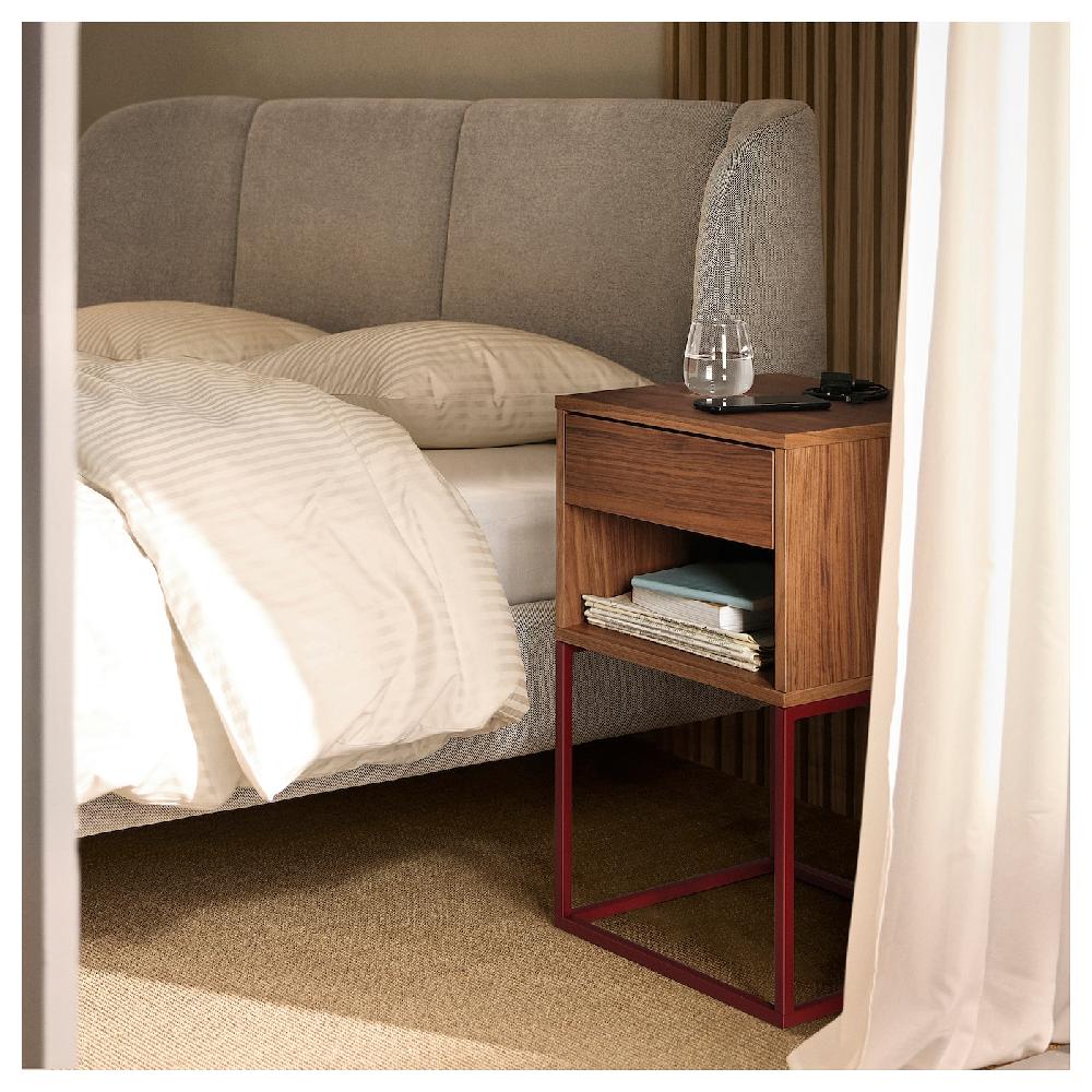 IKEA VIKHAMMER Comodino Impiallacciatura Di Noce 40x39 Cm