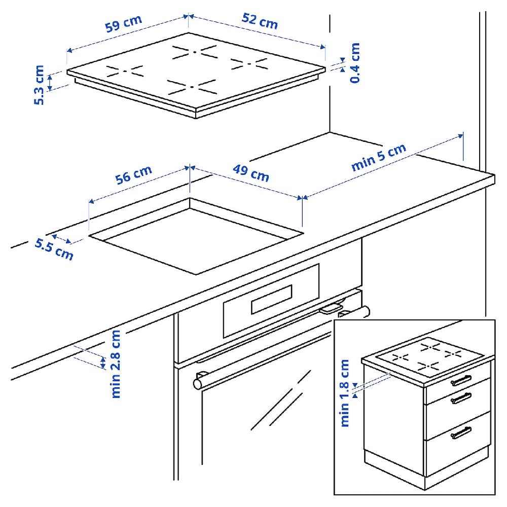 IKEA VILSTA Piano Cottura A Induzione IKEA 300 Nero 59 Cm