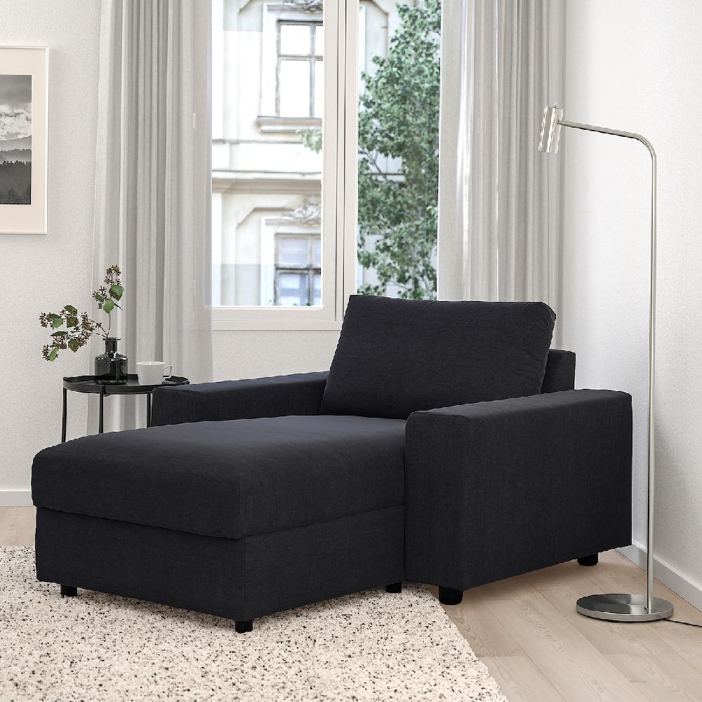 IKEA VIMLE Chaise-longue Con Braccioli Larghi/Saxemara Blu-nero