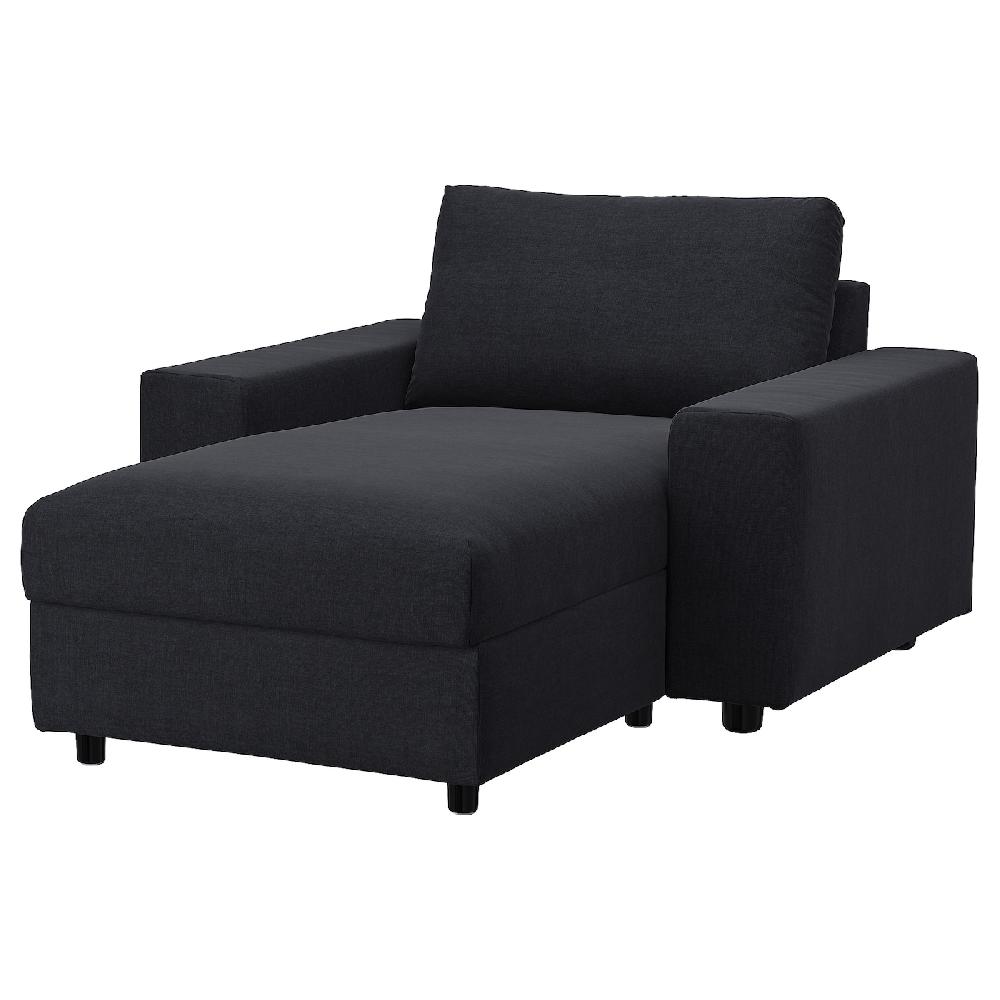 IKEA VIMLE Chaise-longue con braccioli larghi/Saxemara blu-nero