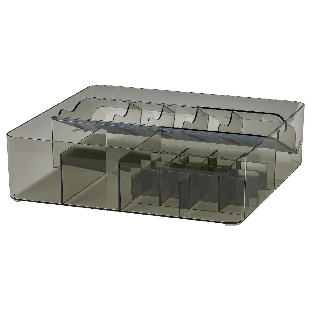 IKEA VISSLAÅN Contenitore a scomparti grigio 32x31x9 cm