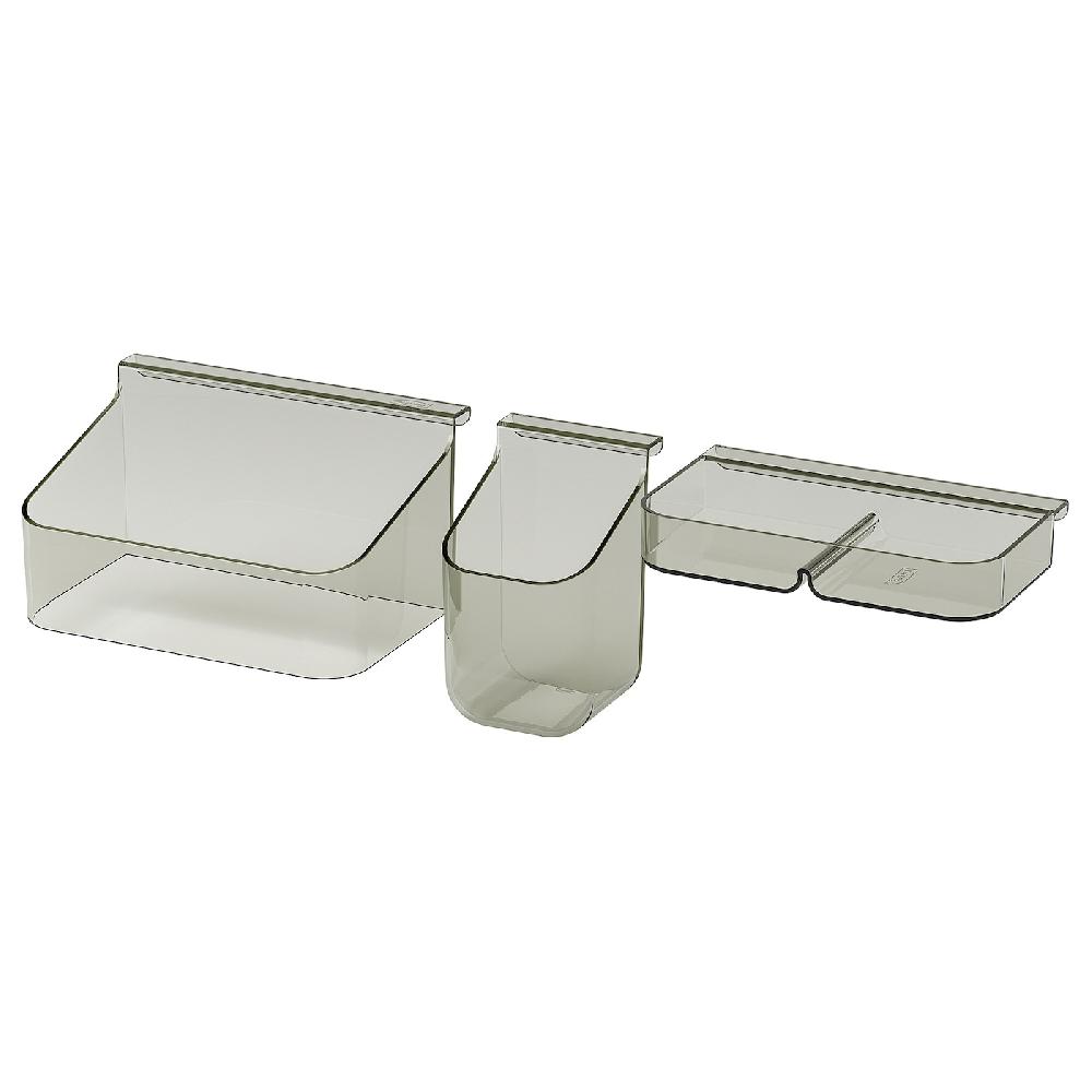 IKEA VISSLAÅN Set di 3 portaoggetti per cassetto grigio