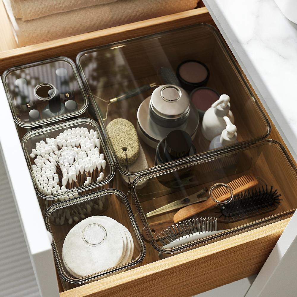 IKEA VISSLAÅN Set Di 5 Scatole Con Coperchio Grigio