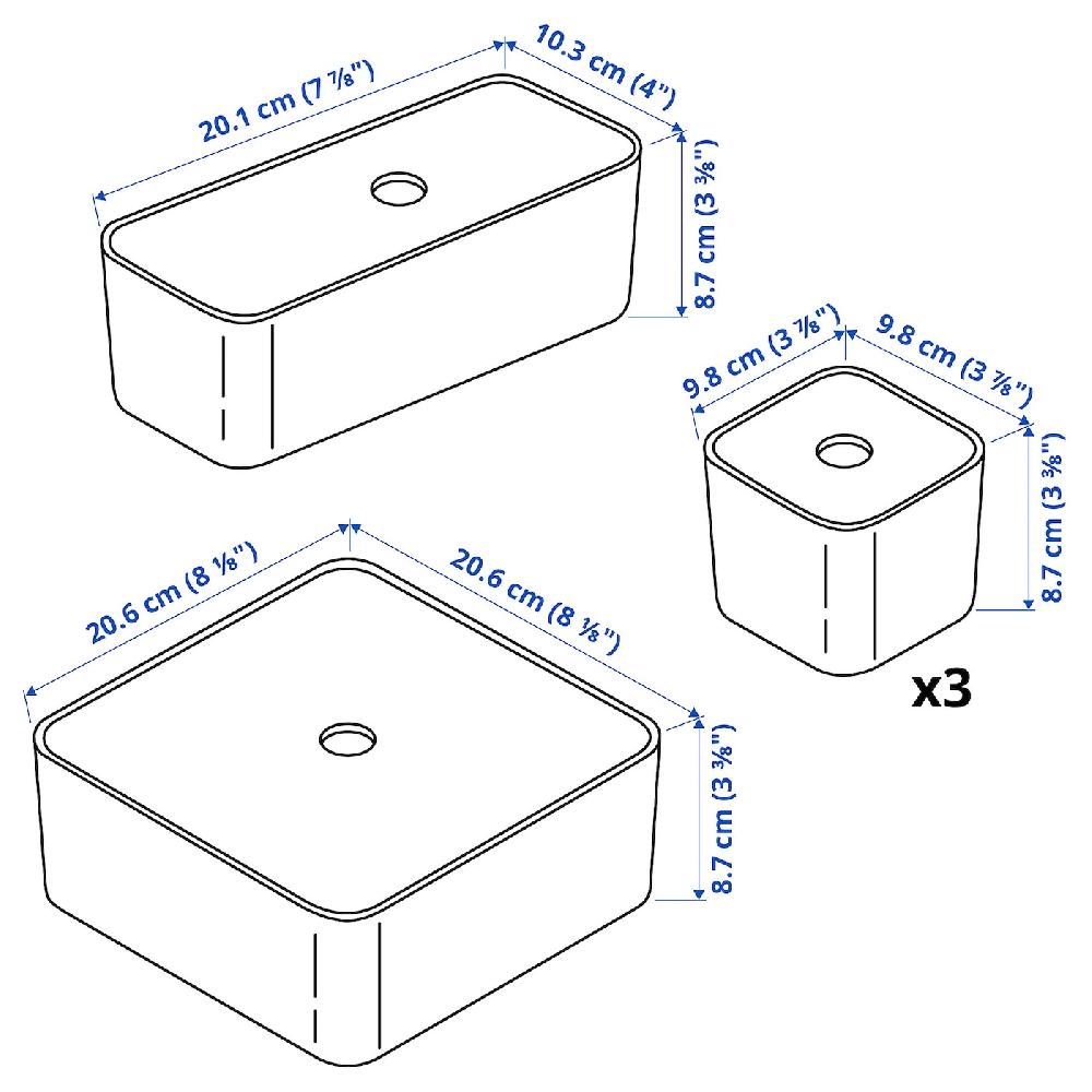 IKEA VISSLAÅN Set Di 5 Scatole Con Coperchio Grigio