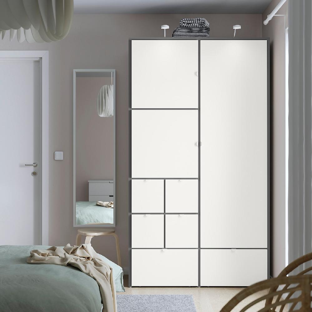 IKEA VISTHUS Guardaroba Grigio/bianco 122x59x216 Cm