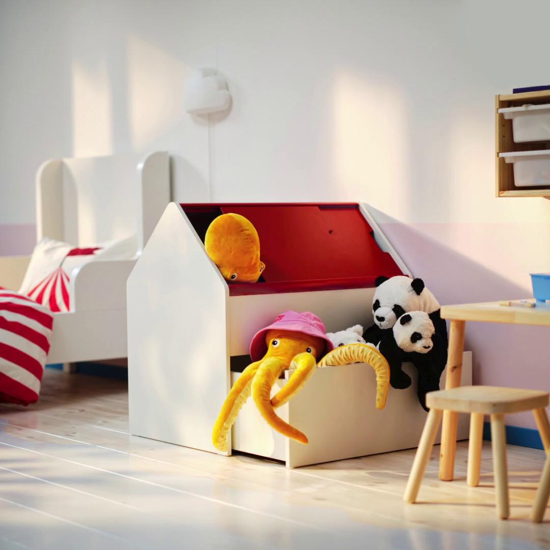 IKEA VITBJÖRN Elemento Contenitore Con Cassetto Bianco/rosso 80x55x78 Cm