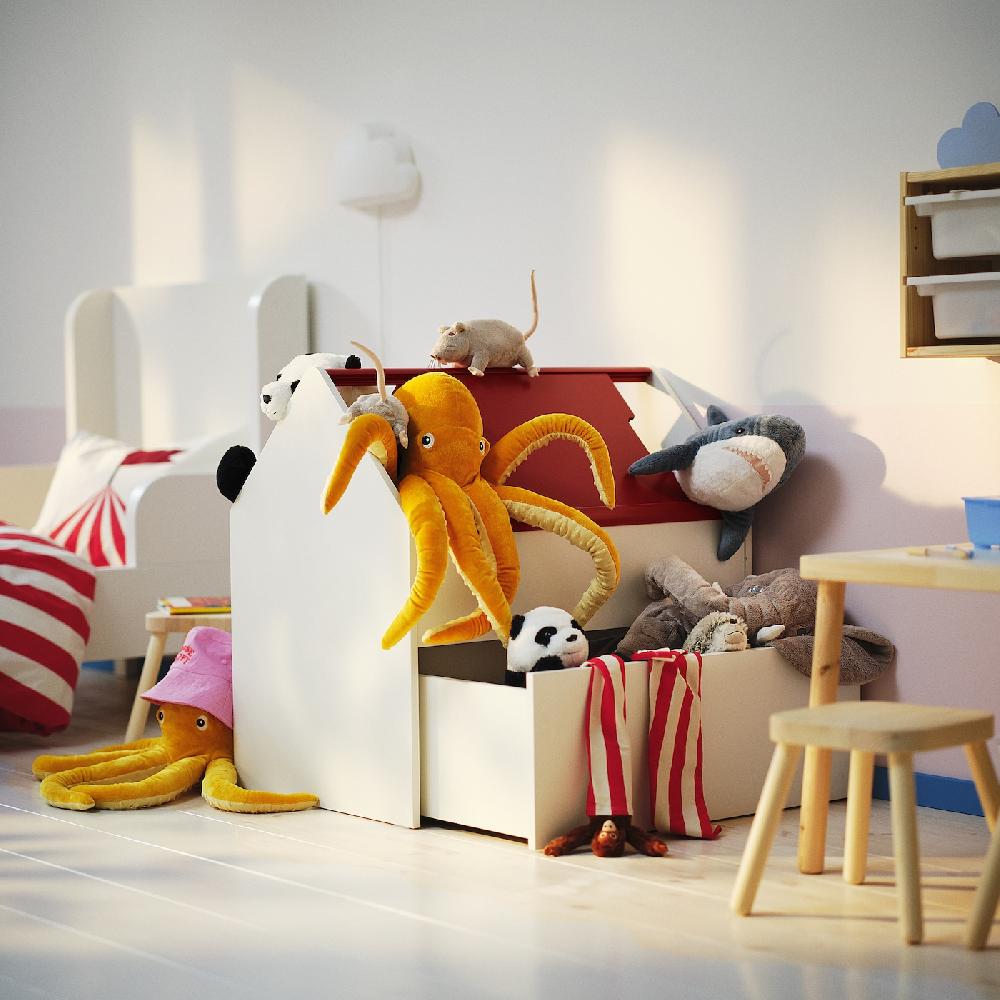 IKEA VITBJÖRN Elemento Contenitore Con Cassetto Bianco/rosso 80x55x78 Cm