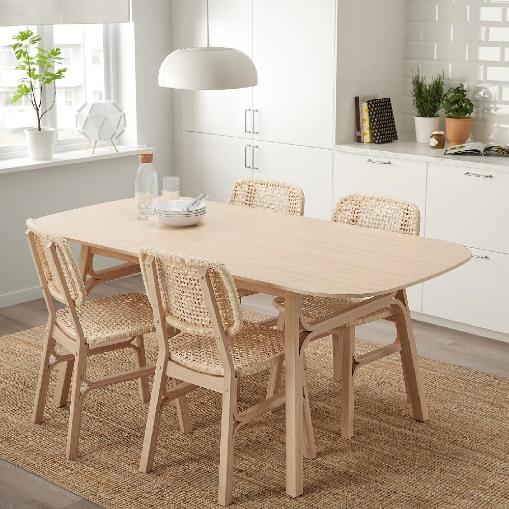 IKEA VOXLÖV / VOXLÖV Tavolo E 4 Sedie Bambù/bambù 180x90 Cm
