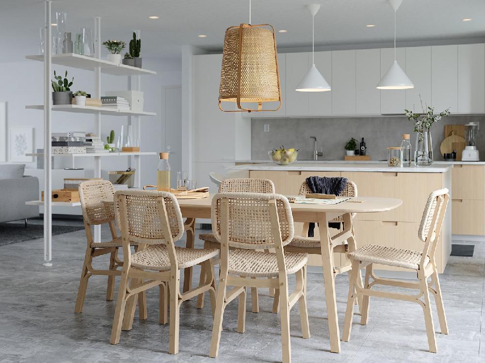 IKEA VOXLÖV / VOXLÖV Tavolo E 4 Sedie Bambù/bambù 180x90 Cm