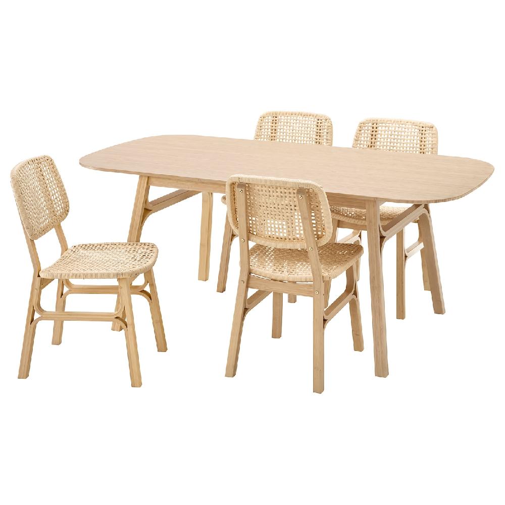 IKEA VOXLÖV / VOXLÖV Tavolo e 4 sedie bambù/bambù 180x90 cm