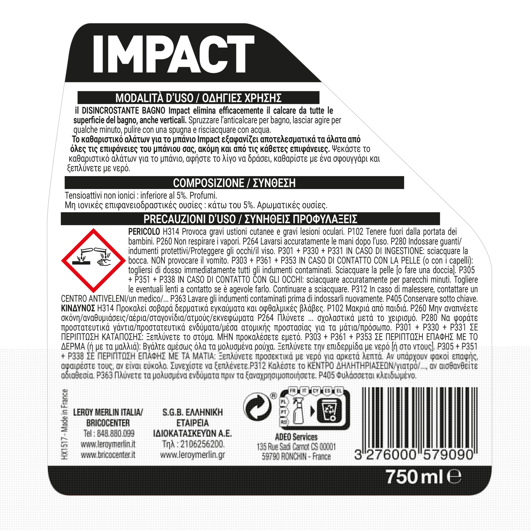 Leroy Merlin Detergente IMPACT Disincrostante Calcare 0.75 L