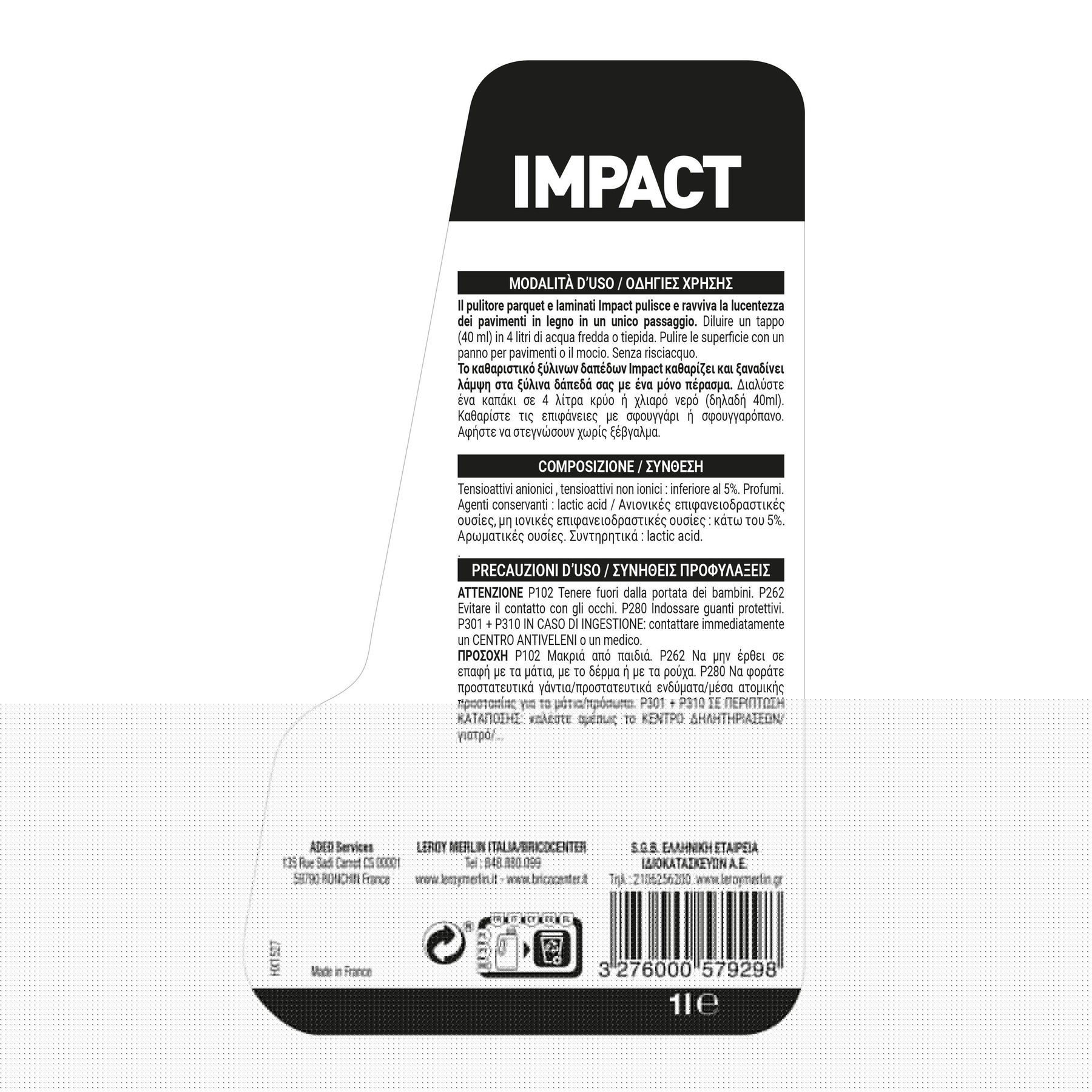 Leroy Merlin Detergente IMPACT Pulitori Per Parquet E Laminati 1 L