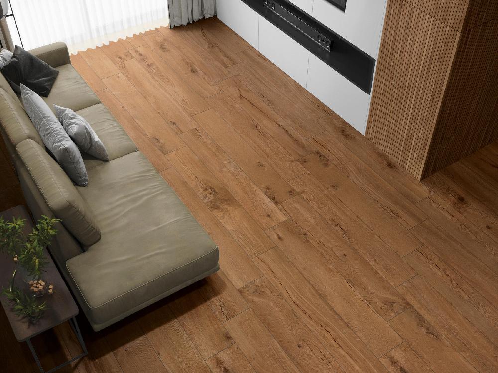 Leroy Merlin Piastrella da pavimento interno 20 x 120 cm Sp. 9 mm rettificato Harmony in gres porcellanato smaltato opaco mogano traffico intenso (pei 4/5) R9 1.44 mq