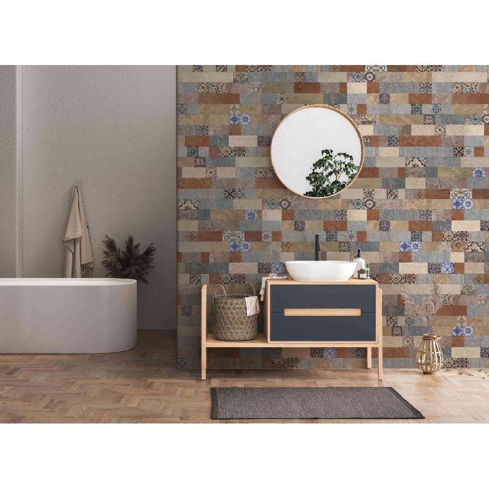 Leroy Merlin Piastrella Decorativa In Gres Porcellanato Terrastone Mix Diverse Tonalità Del Cotto. Beige Marrone Grigio E Inserti Multicolor. Da Interno / Esterno 1.54 M²