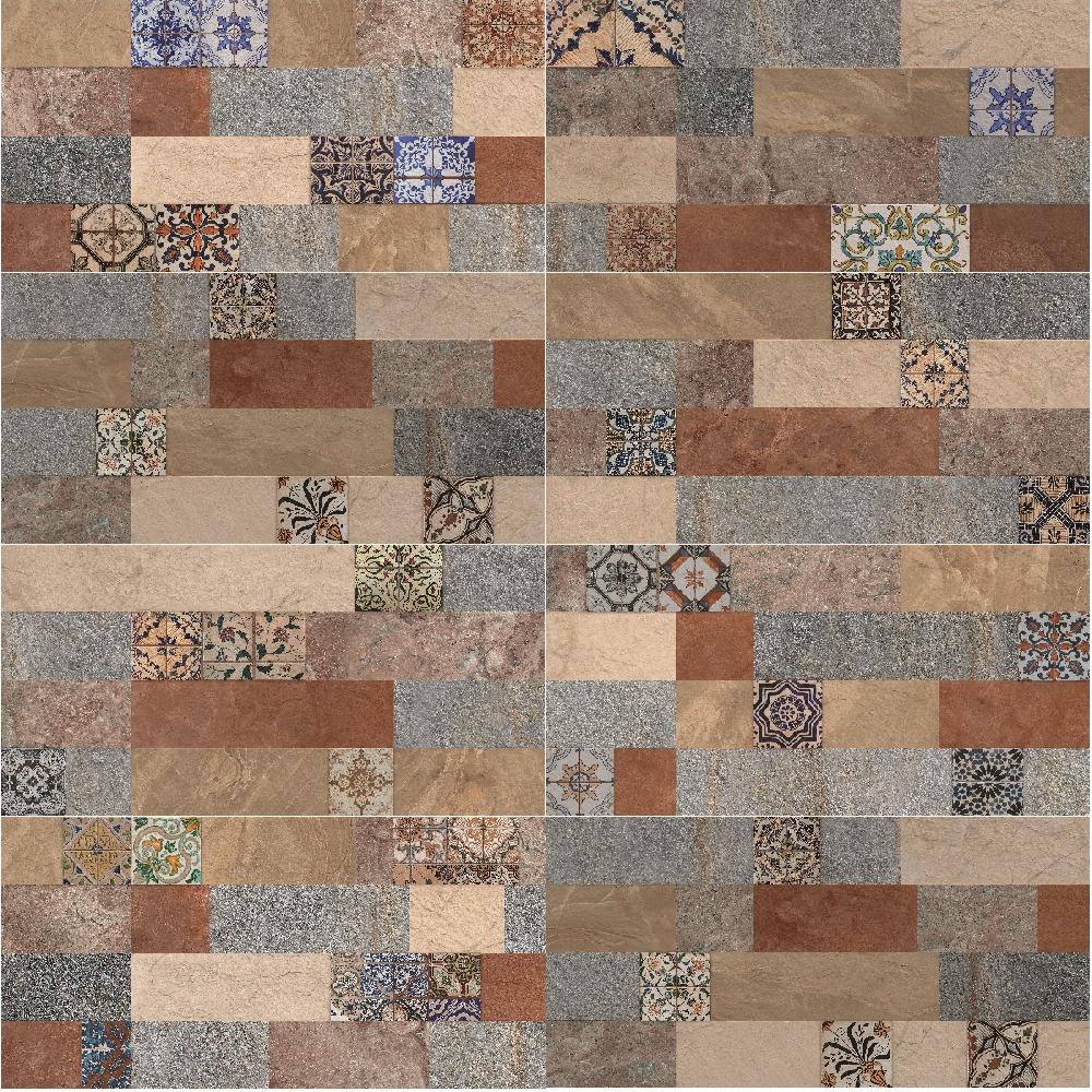 Leroy Merlin Piastrella decorativa in gres porcellanato Terrastone mix diverse tonalità del cotto. beige marrone grigio e inserti multicolor. da interno / esterno 1.54 m²