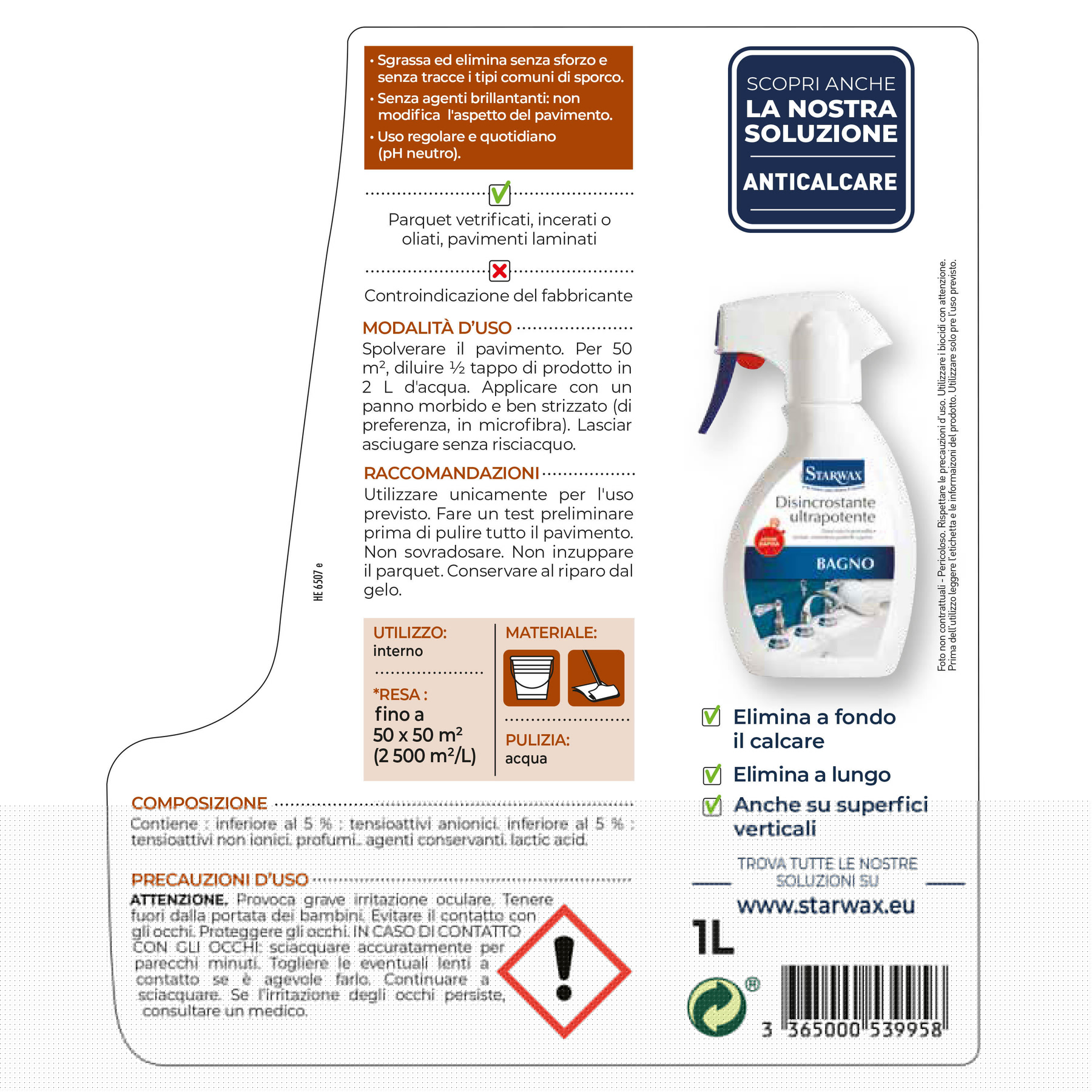 Leroy Merlin Prodotto Per La Manutenzione STARWAX Pulitore Per Parquet Uso Frequente 1 L