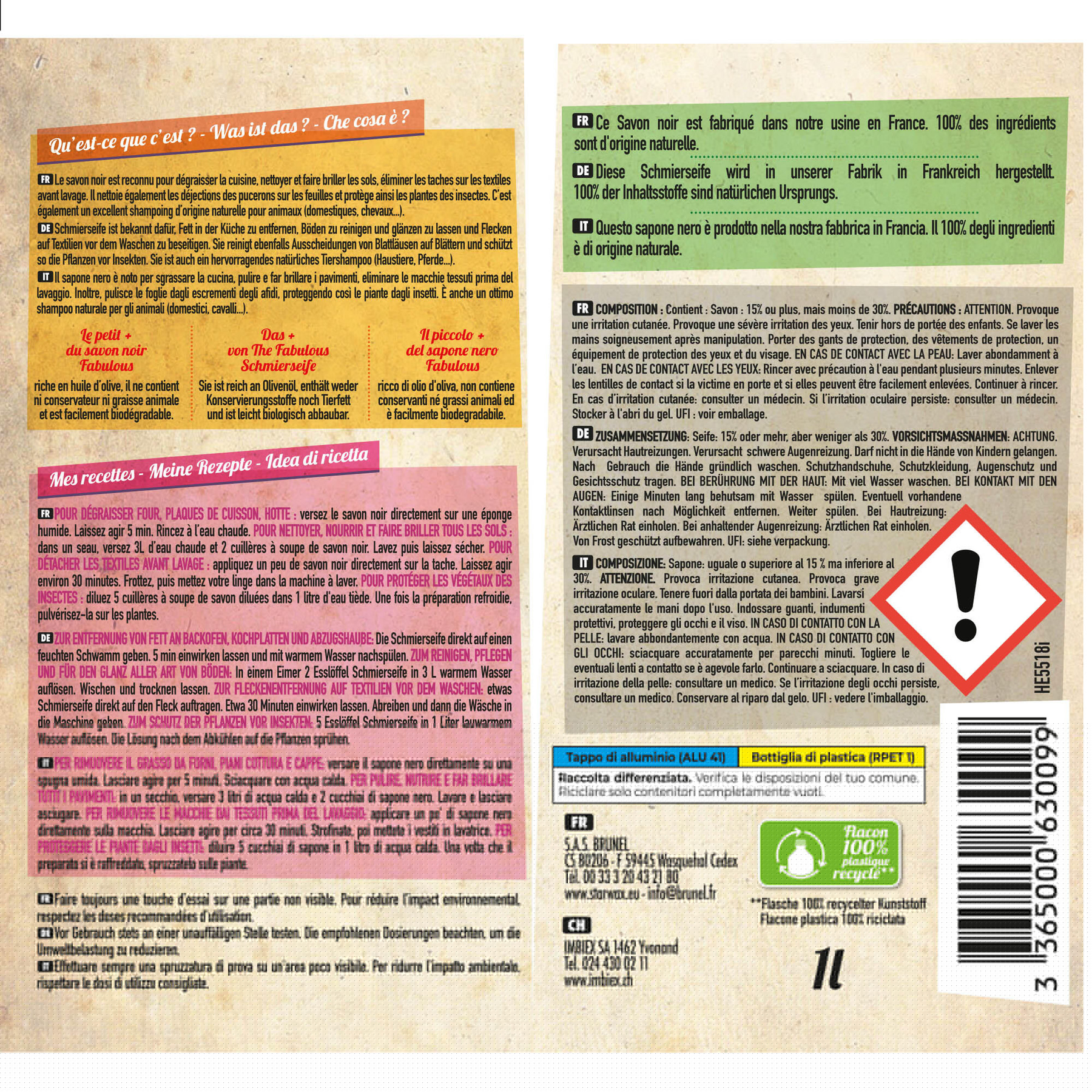 Leroy Merlin Sapone Nero THE FABULOUS Sapone Nero Olio Di Oliva 1 Litro 1 L