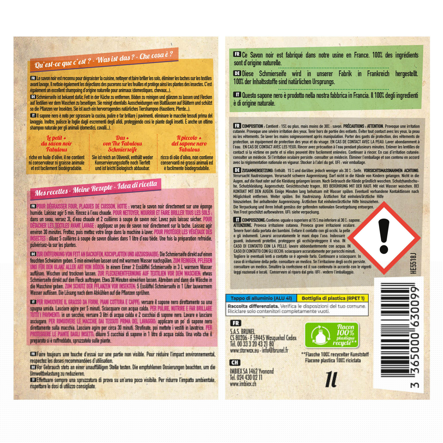 Leroy Merlin Sapone Nero THE FABULOUS Sapone Nero Olio Di Oliva 1 Litro 1 L