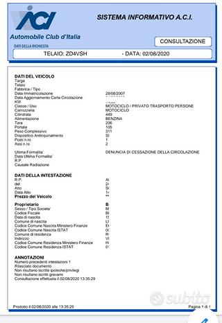 Subito TELAIO MOTO APRILIA SXV 450 2006 2007 RXV 550 2008
