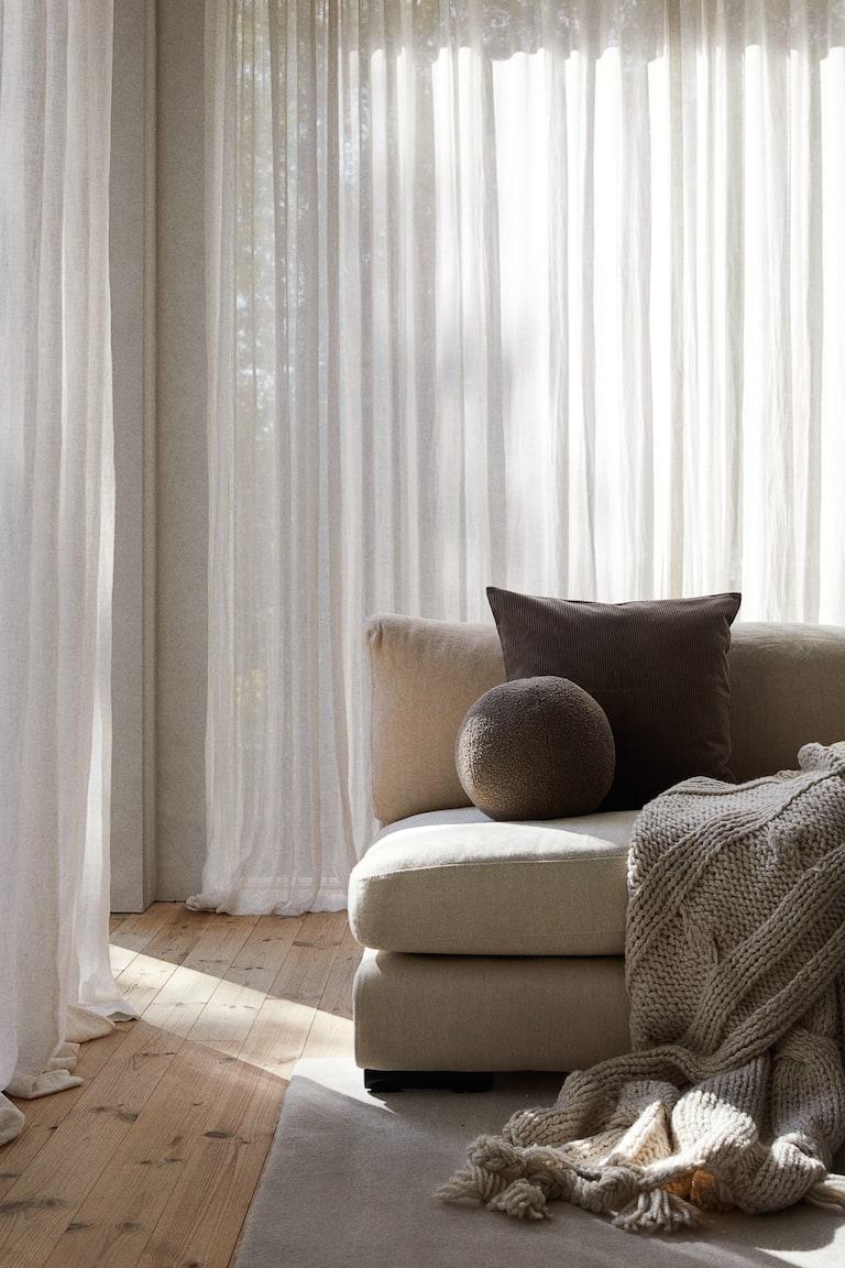 H&M 1-pack wide linen-blend curtain length - Bianco - HOME