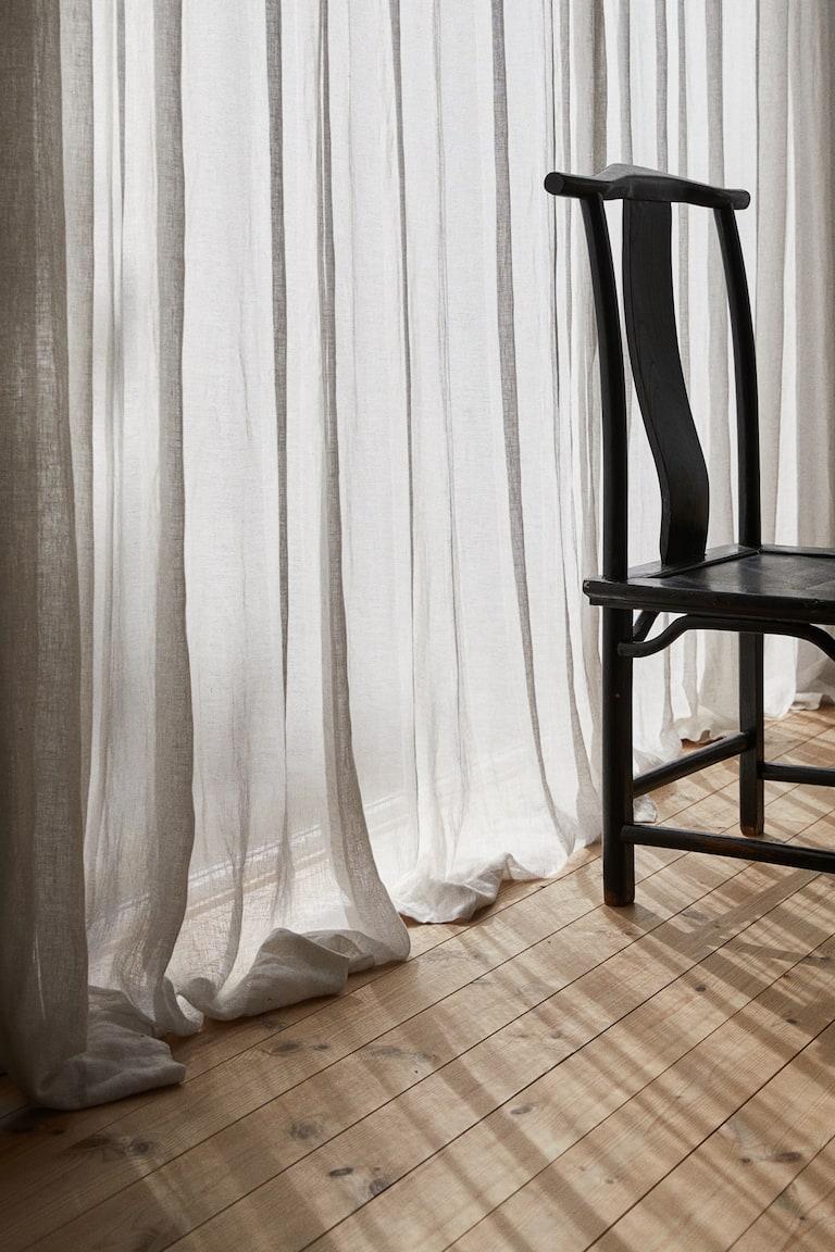 H&M 1-pack Wide Linen-blend Curtain Length - Greige Chiaro - HOME