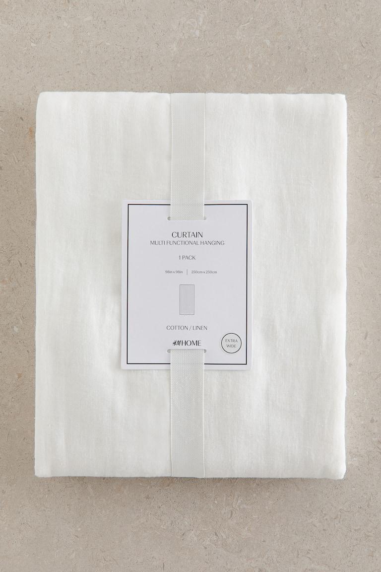 H&M 1-pack Wide Linen-blend Curtain Length - Verde Kaki Chiaro - HOME