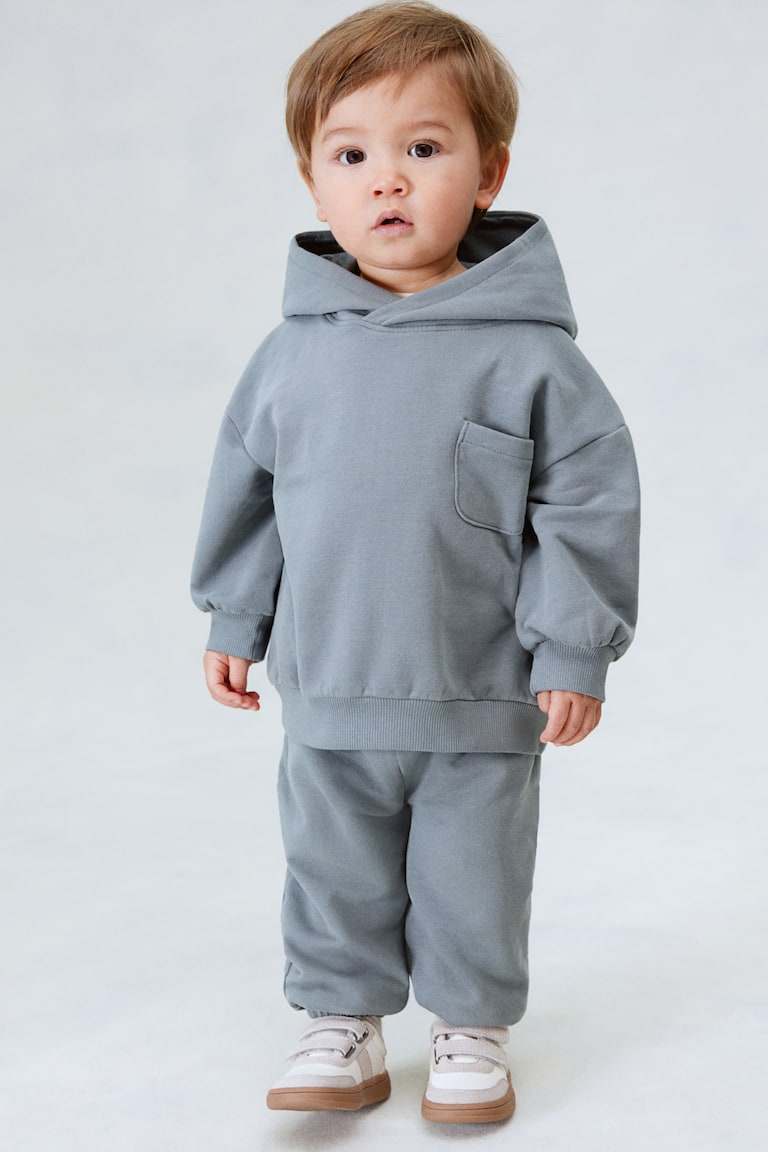 H&M 2-piece Cotton Sweatshirt Set - Rosa Polvere Scuro - BAMBINO