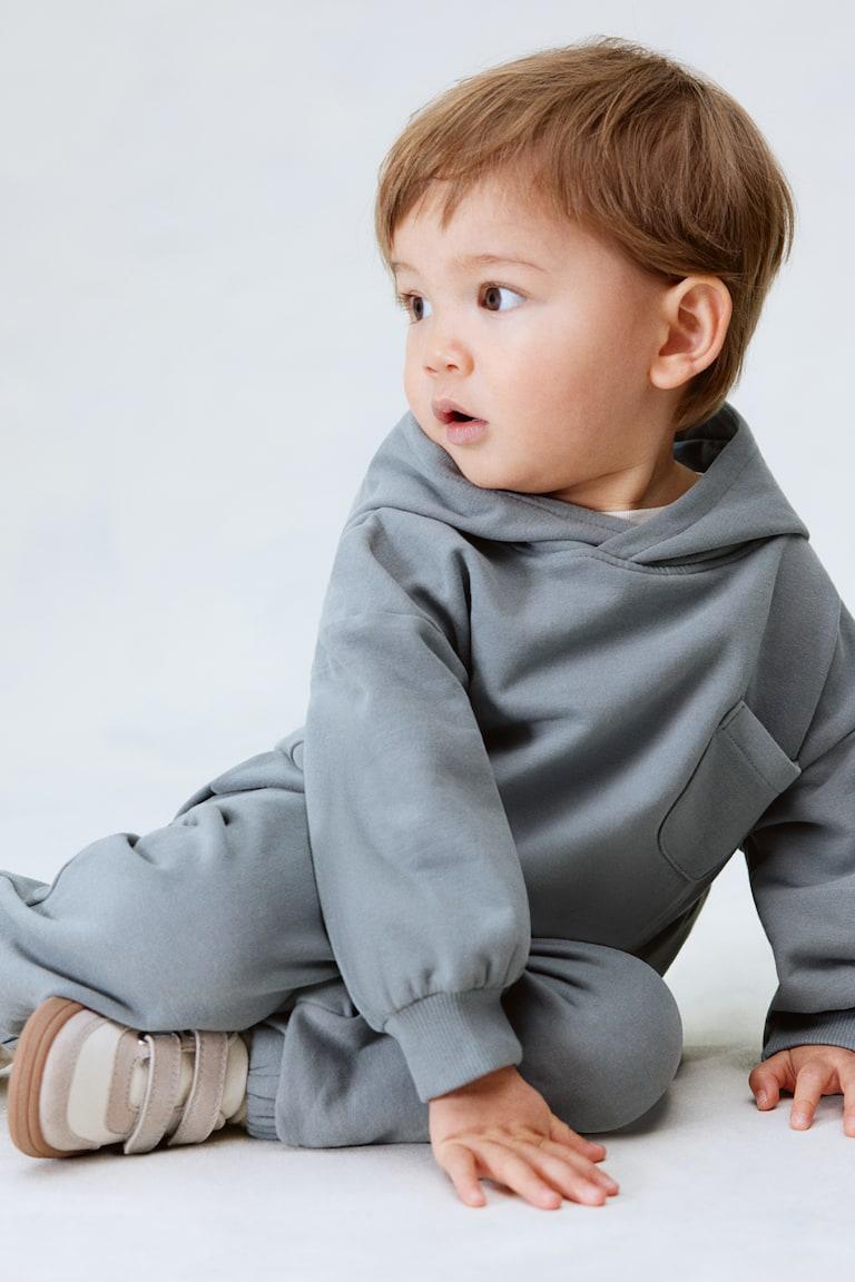 H&M 2-piece cotton sweatshirt set - Rosa polvere scuro - BAMBINO