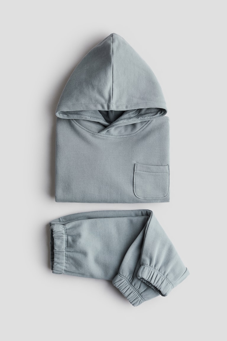 H&M 2-piece Cotton Sweatshirt Set - Turchese Polvere - BAMBINO