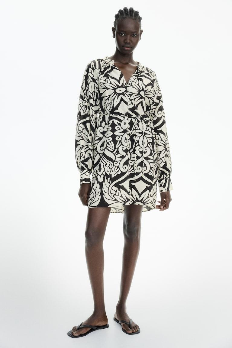 H&M Abito A Tunica Da Annodare - Albicocca Chiaro/floreale - DONNA