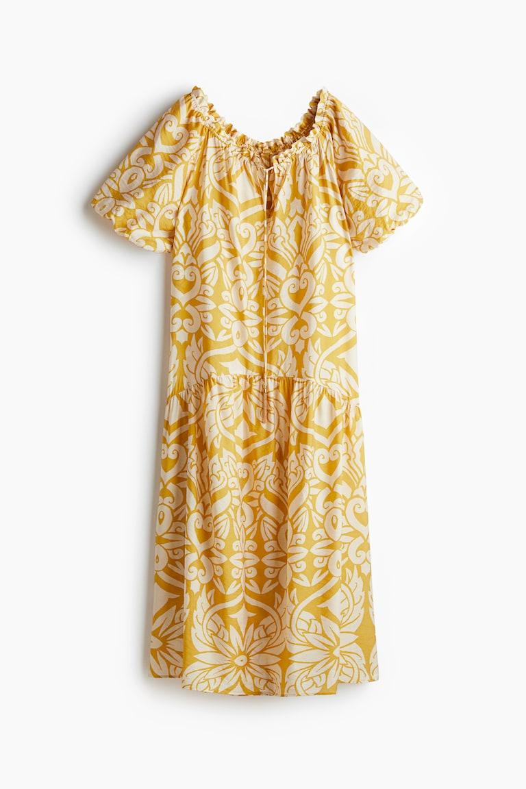 H&M Abito Con Coulisse Decorativa - Giallo/fantasia - DONNA