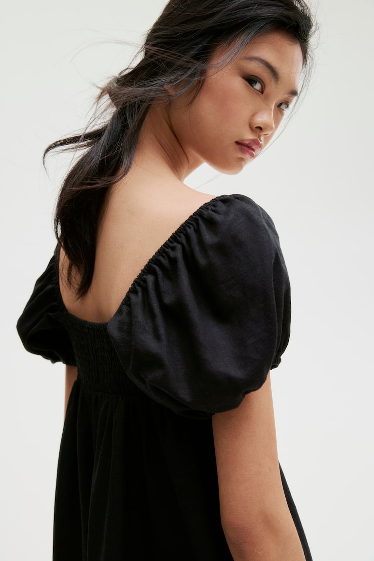 H&M Abito Con Maniche A Sbuffo - Crema/sangallo - DONNA